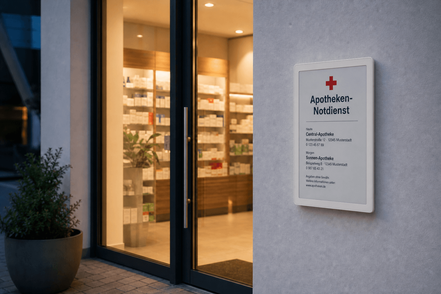 OpenPaper als digitale Notdienstanzeige an einer Apotheke